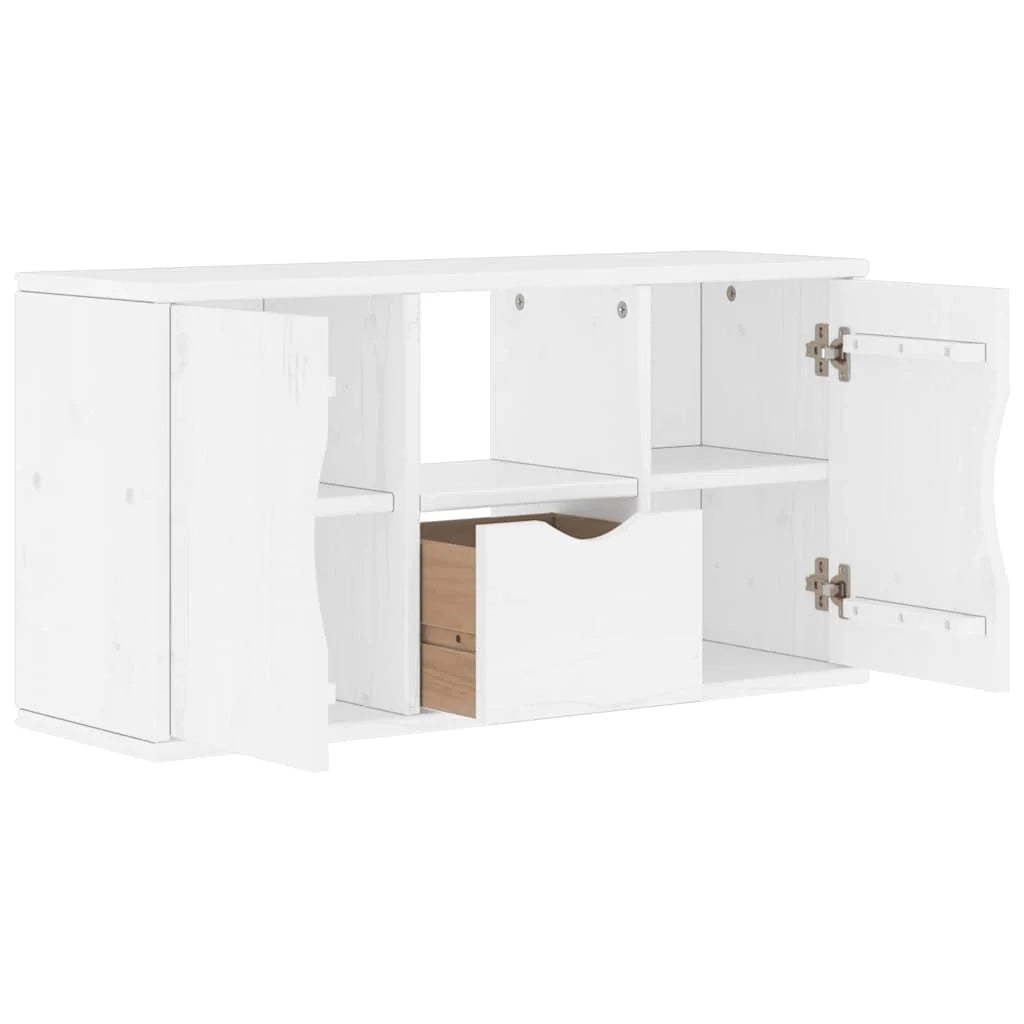 Mobile porta TV con cassetto funzionale e spazio di archiviazione 79 x 24 x 40 cm legno massello bianco 02_0058053