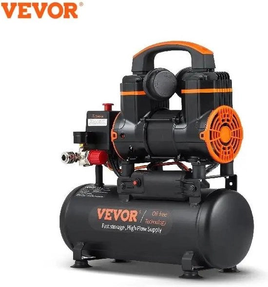 Compressore d'aria Portatile - 18L - 900W - 70db - Compressore d'aria Portatile - Compressore d'aria Silenzioso - Nero/Arancione