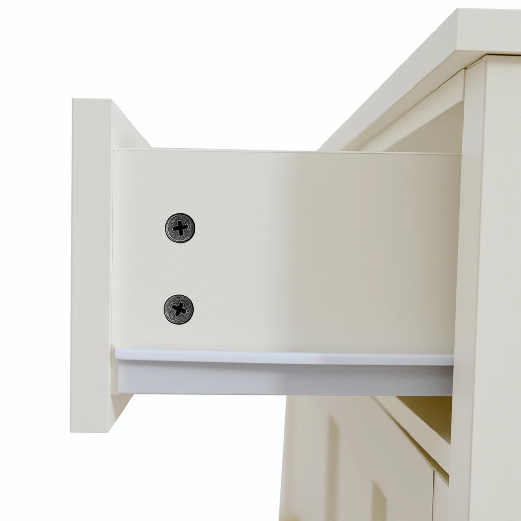 Credenza, 2 cassetti, 4 ante, maniglie in metallo, MDF, 160x40x82 cm, bianco
