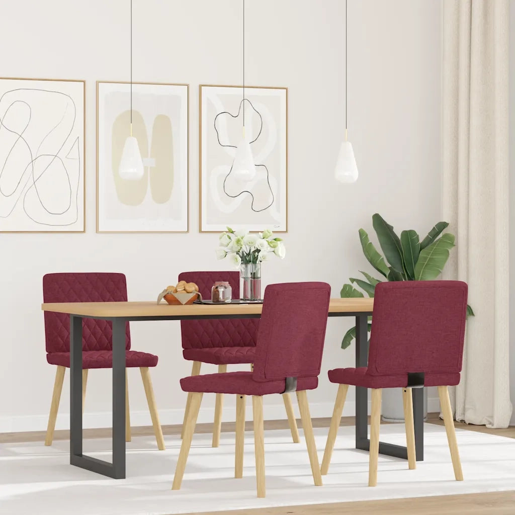 vidaXL Sedie da Pranzo 4 pz Rosso Vino in Tessuto