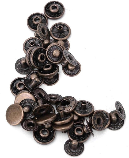Set di 50 Drukknopen in Ottone - Diametro 12,5 mm - Drukknopen per Pelle - Drukknopen per Borse - Materiale Duraturo