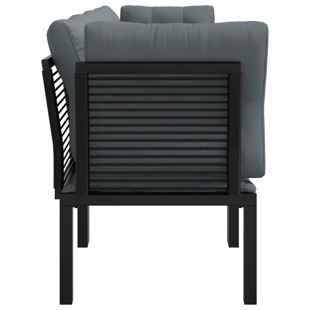 Set Salotto da Giardino 4 pz Nero e Grigio in Polyrattan 362802