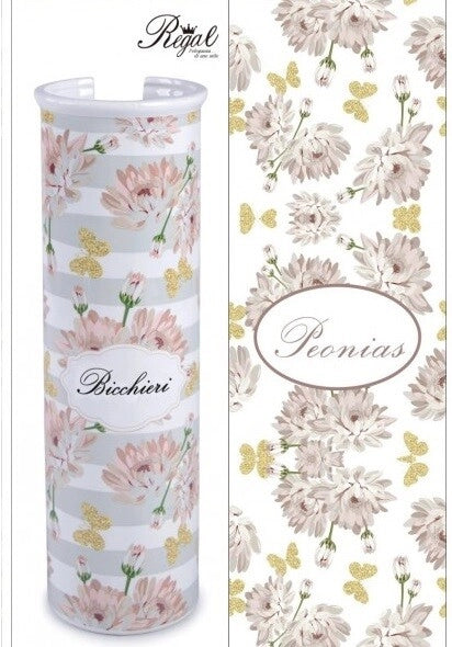 Portabicchieri da Tavola in Ceramica Decoro Peonias