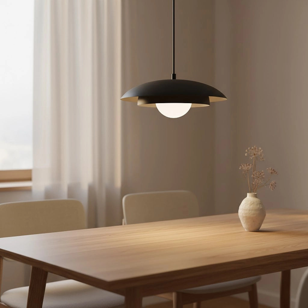 Lampada a sospensione SKIN in acciaio nero con diffusore sferico