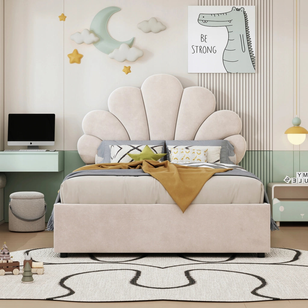 Letto imbottito 90x200 beige - Xylo - Struttura sollevabile