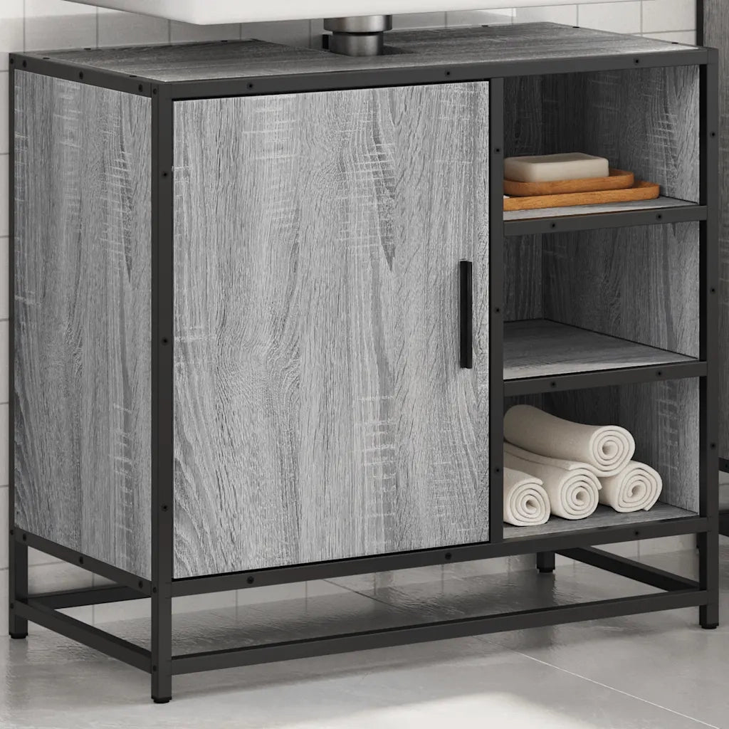 Mobile Lavabo Bagno Grigio Sonoma 65x33x60 cm Legno Multistrato
