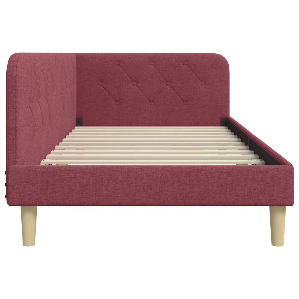 Cornice del letto ad angolo Rosso Vino 90 x 190 cm Tessuto 42016564