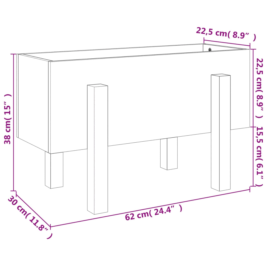 Fioriera da Giardino-Vaso da Esterno 62x30x38 cm in Legno Massello di Pino