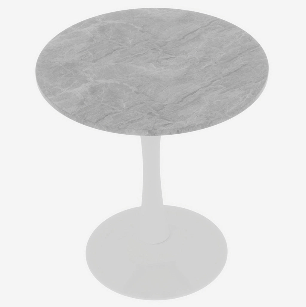 Tavolino rotondo in marmo artificiale grigio e bianco; 77;5 cm
