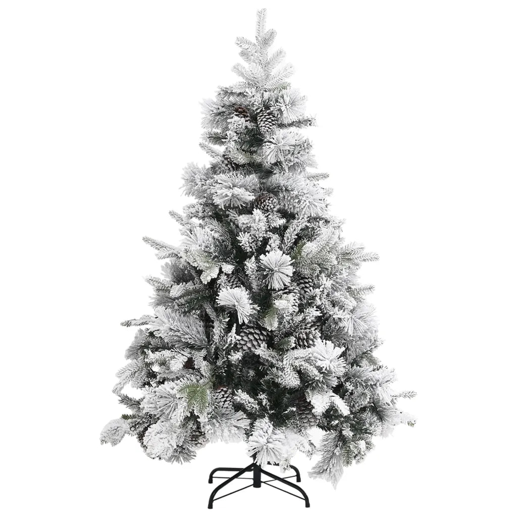 Albero di Natale con Neve Floccata e Pigne 150 cm in PVC e PE 340530