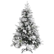 Albero di Natale con Neve Floccata e Pigne 150 cm in PVC e PE 340530