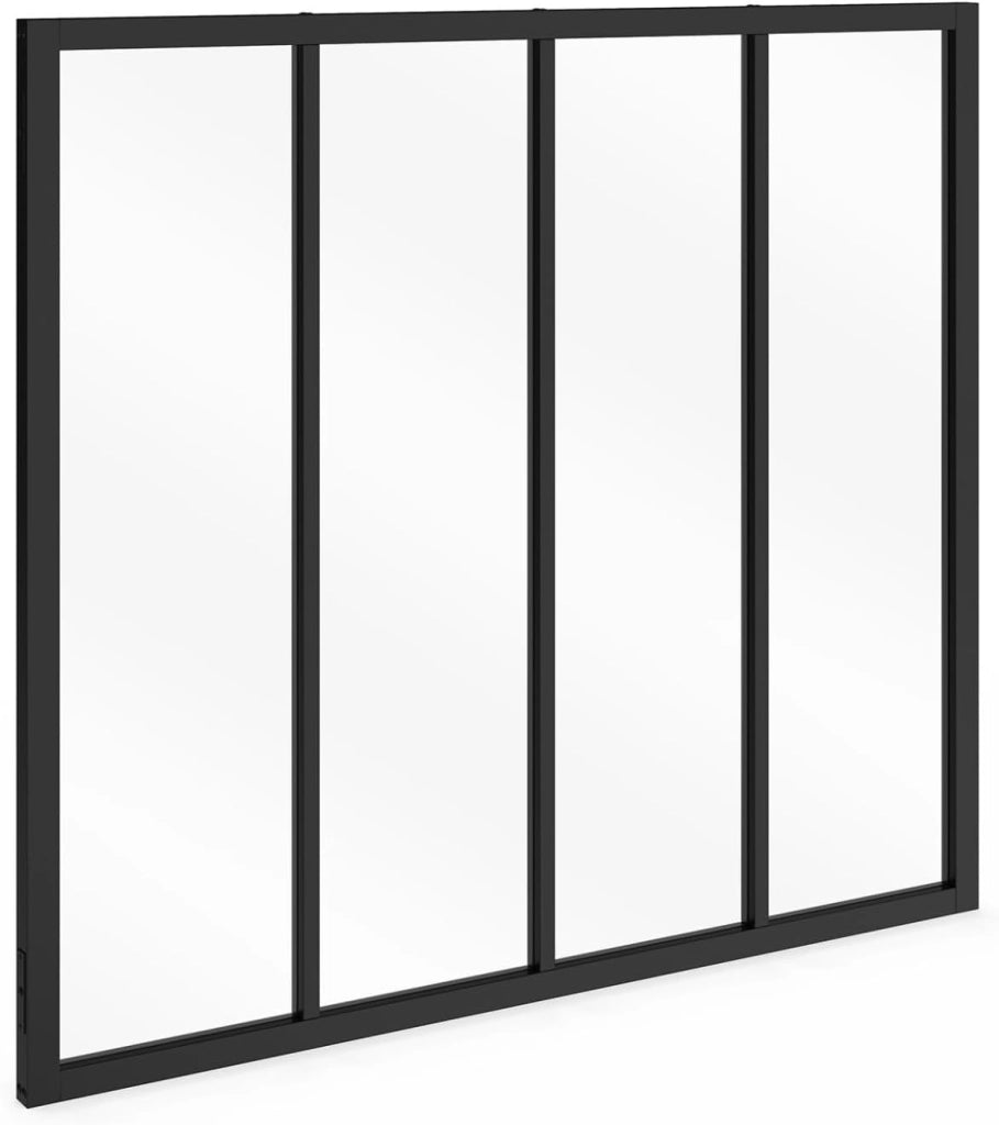 IDMarket - Tetto in Vetro dell'officina a 4 Pannelli L. 116 x H.108 cm in Metallo Nero e Vetro temperato