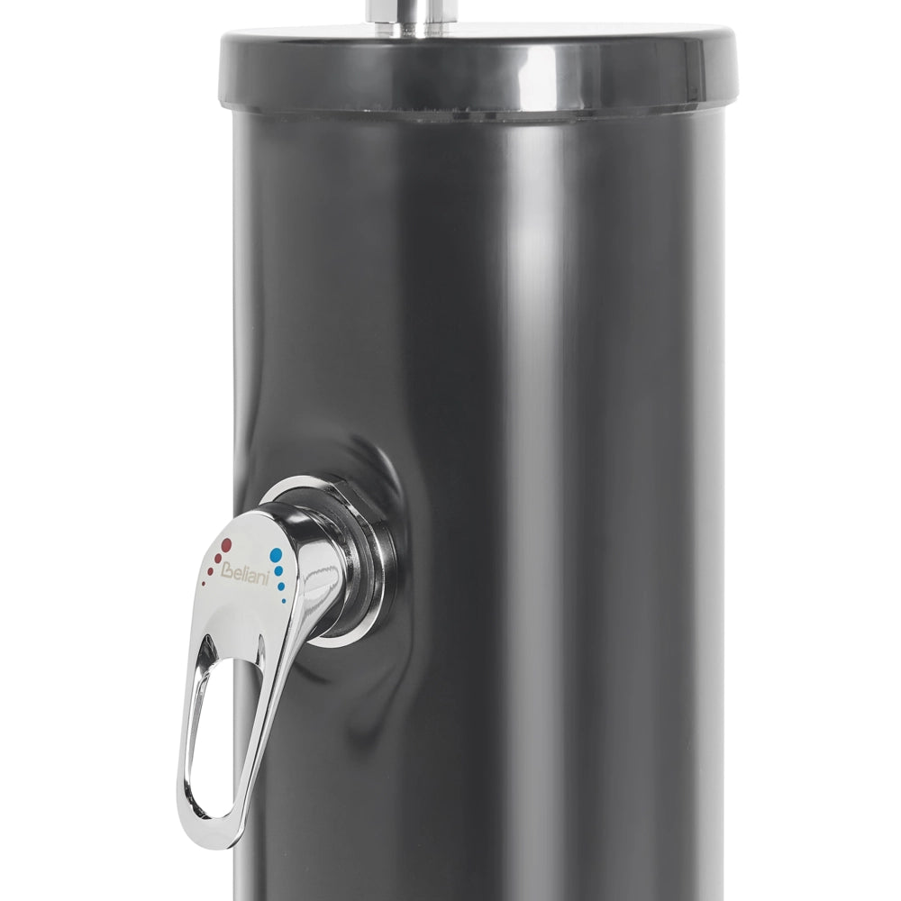Doccia da esterno con set miscelatore in PVC nero con funzione pioggia alimentato ad energia solare Giardino moderno