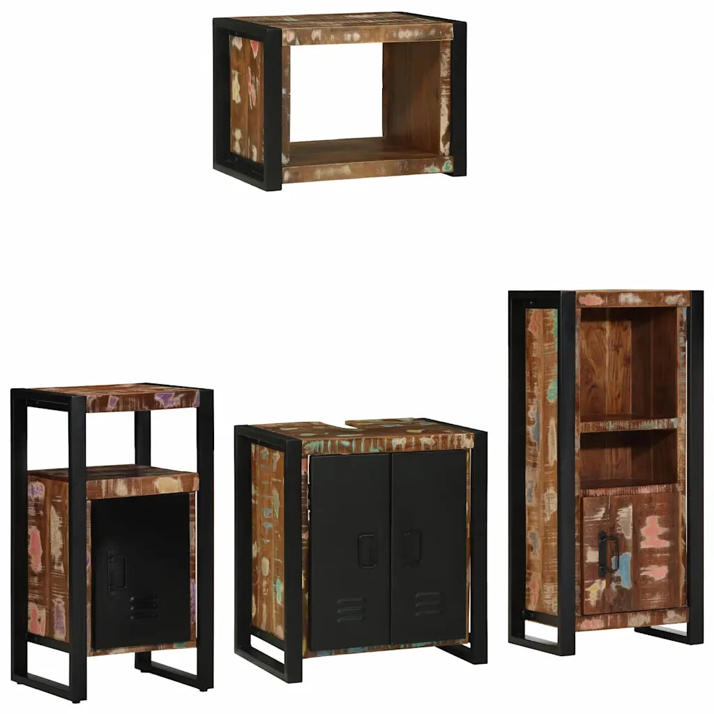 Set di mobili per il bagno 4 pcs Legno Recuperato Massello