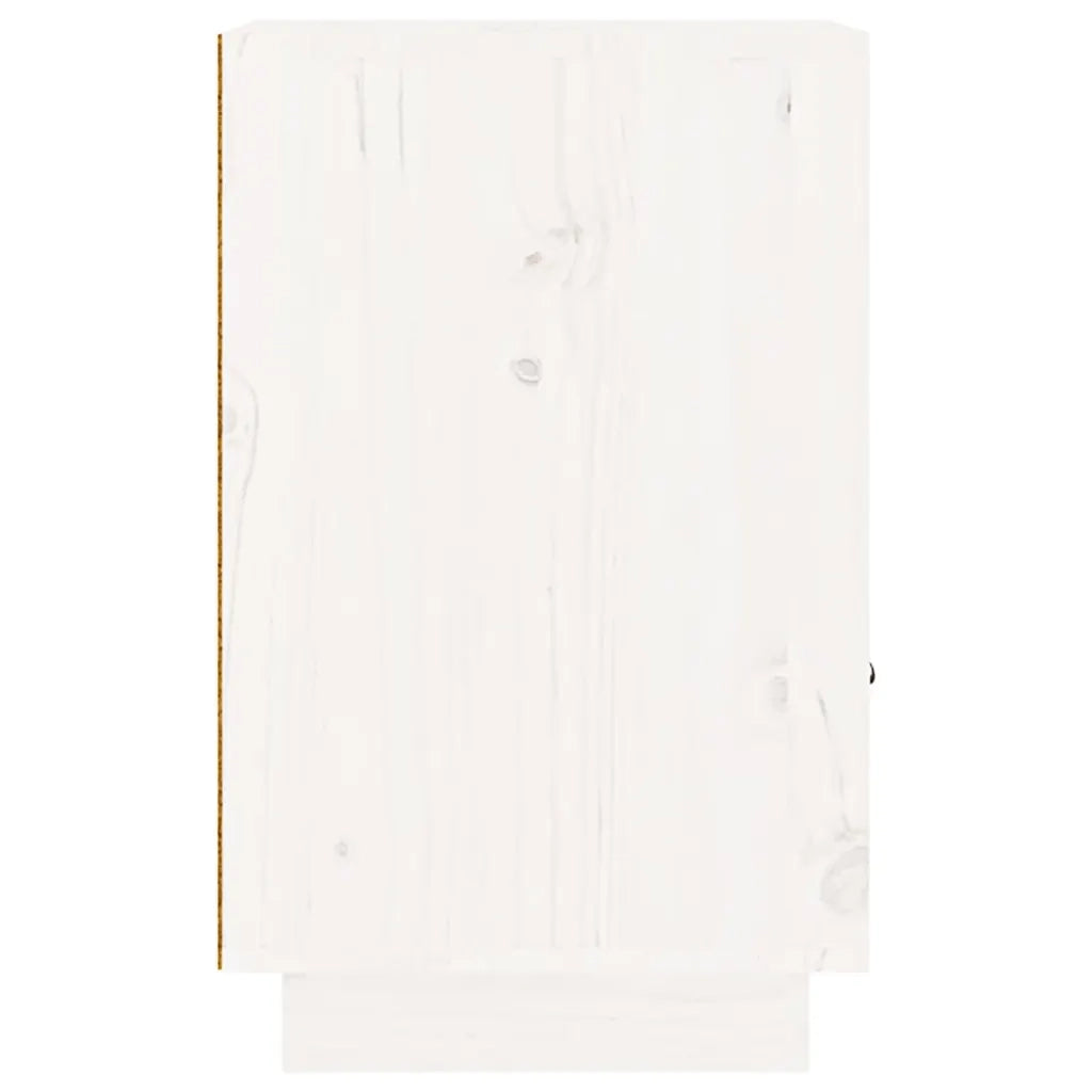 Comodino-Tavolino da notte Bianco 40x34x55 cm in Legno Massello di Pino 522033