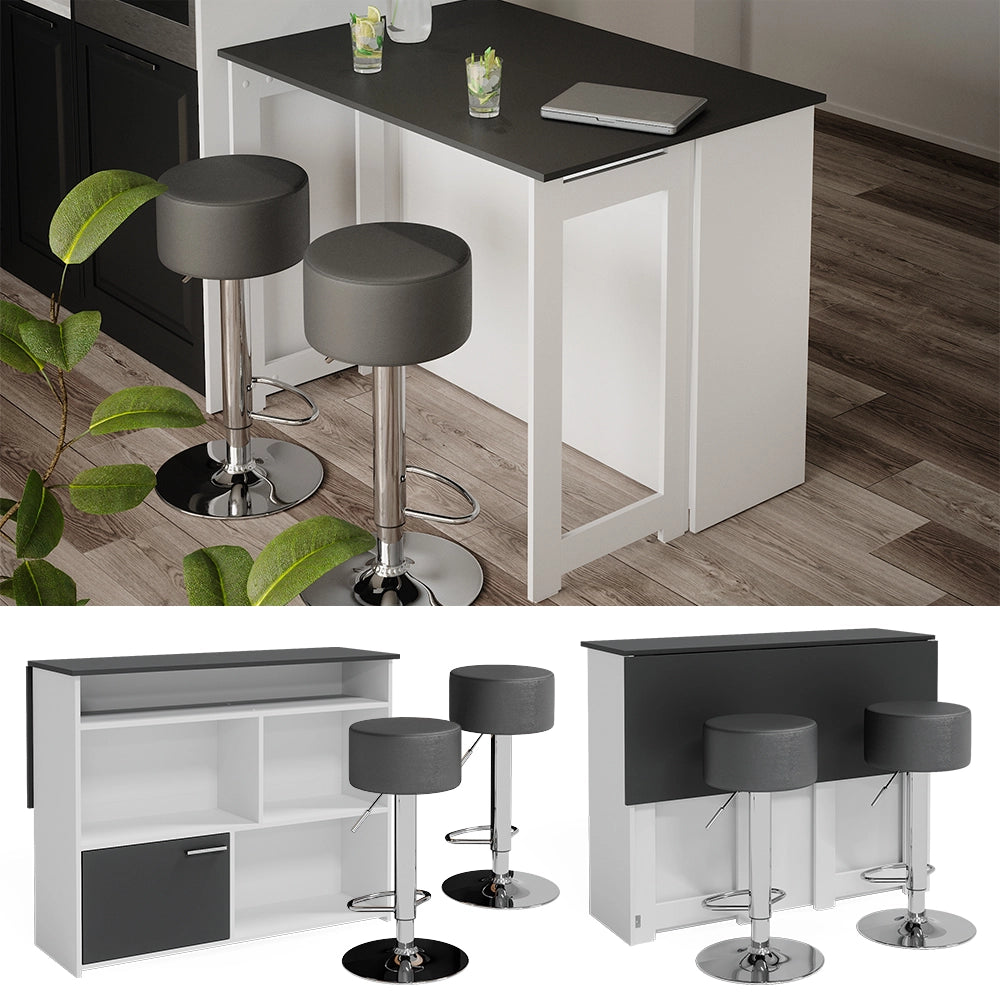 Vicco Tavolo bar con sgabelli Antracite/bianco 116 x 37 cm con 2 sgabelli da bar