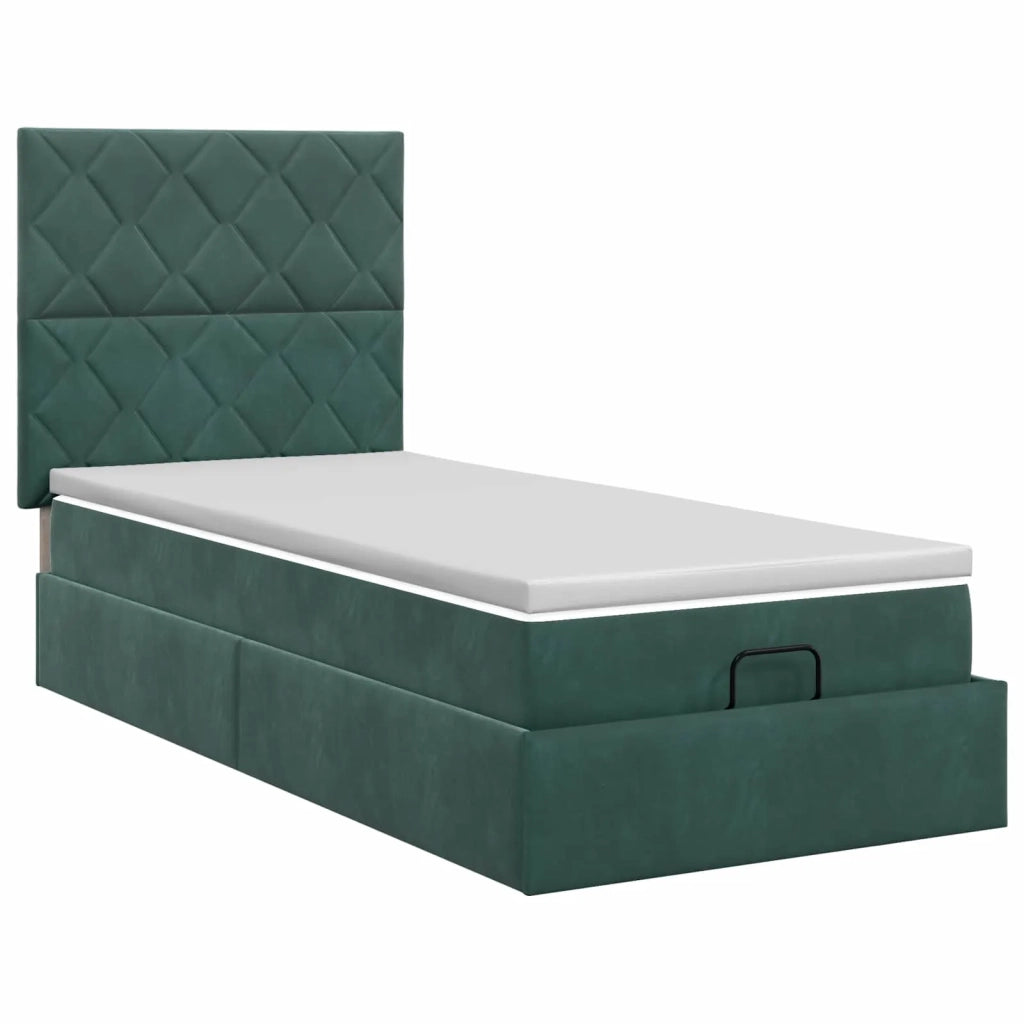 Letto ottomano con materasso Verde Scuro 80 x 200 cm Velluto 3457758