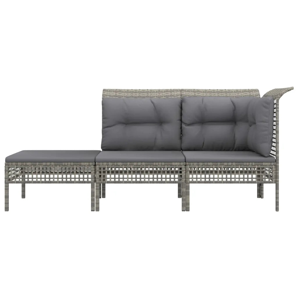 Set Divani da Giardino 3 pz con Cuscini in Polyrattan Grigio 319661
