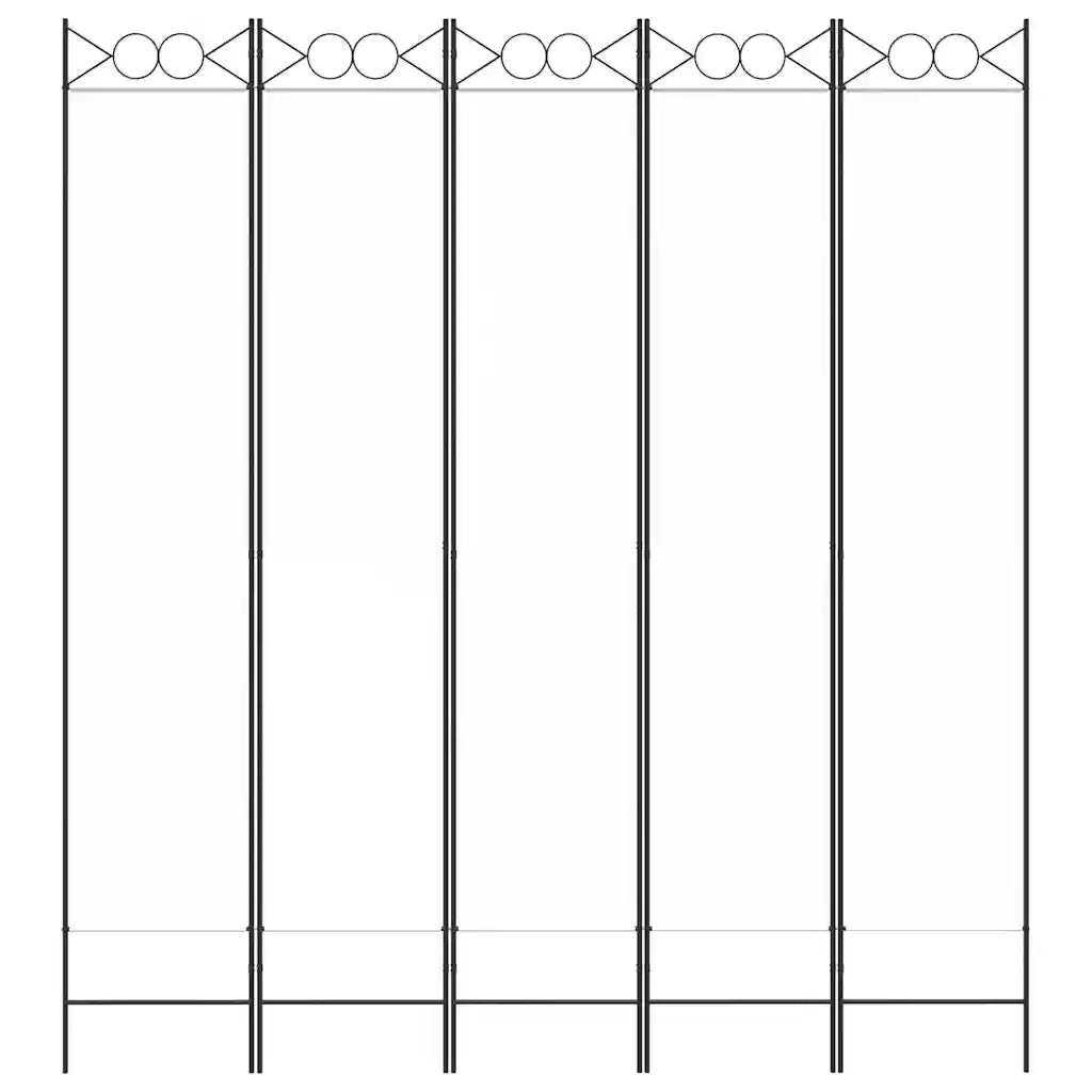 Divisorio a 5 Pannelli-Set di 5 pannelli Paravento Bianco 200x220 cm Tessuto