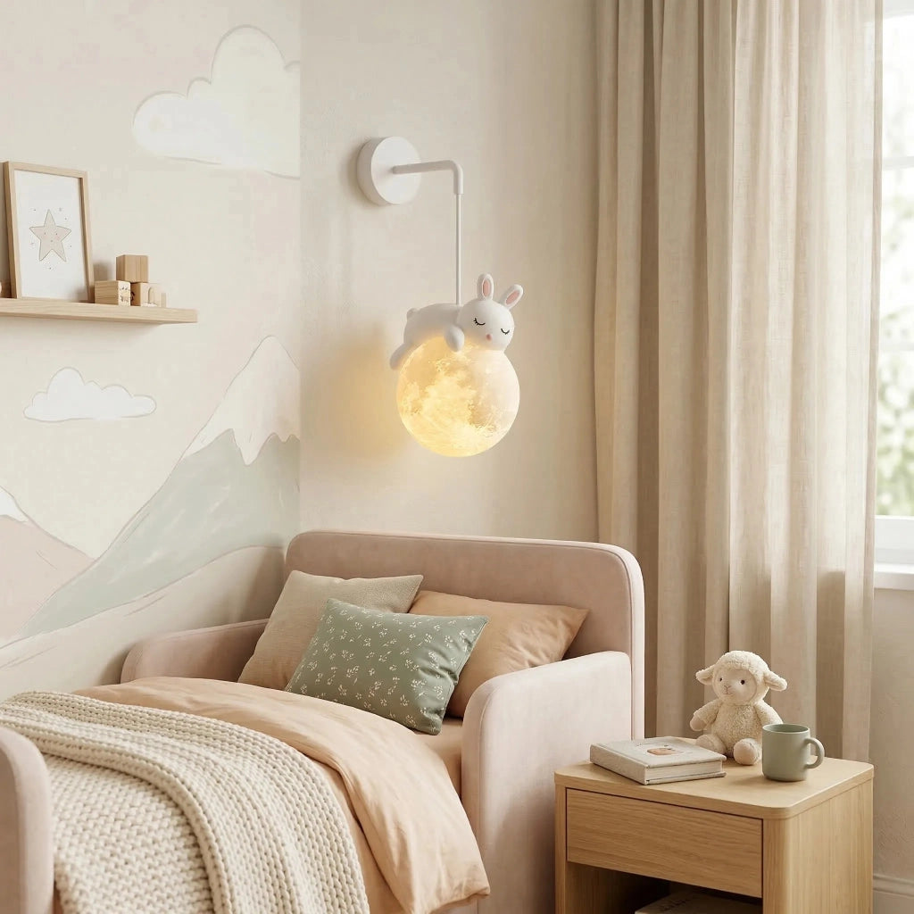 Lampada Da Parete Applique Con Coniglietto Addormentato G165-1w