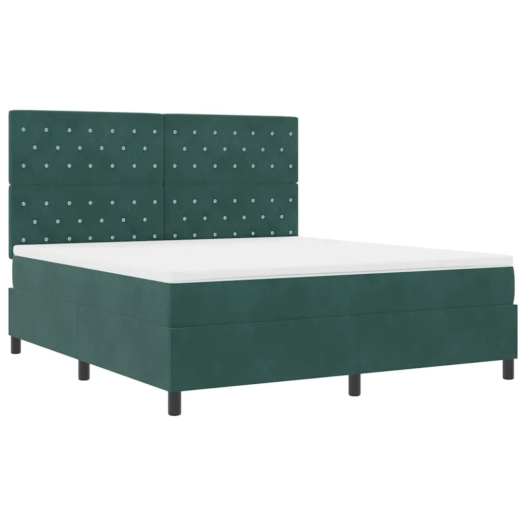 Letto a Sorgente LED Verde Scuro 180 x 200 cm Velluto 3343265
