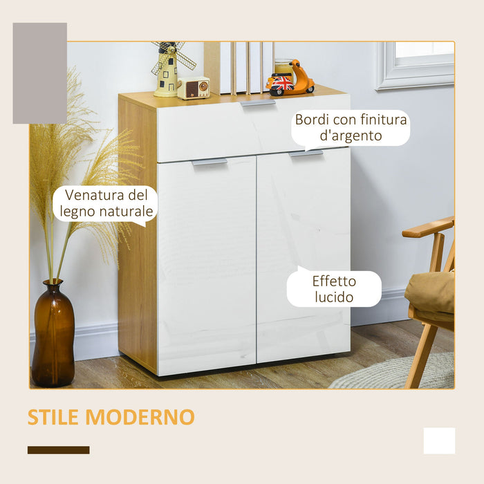 Mobile 2 Ante 1 Cassetto 70x35x92 cm in Truciolato Bianco