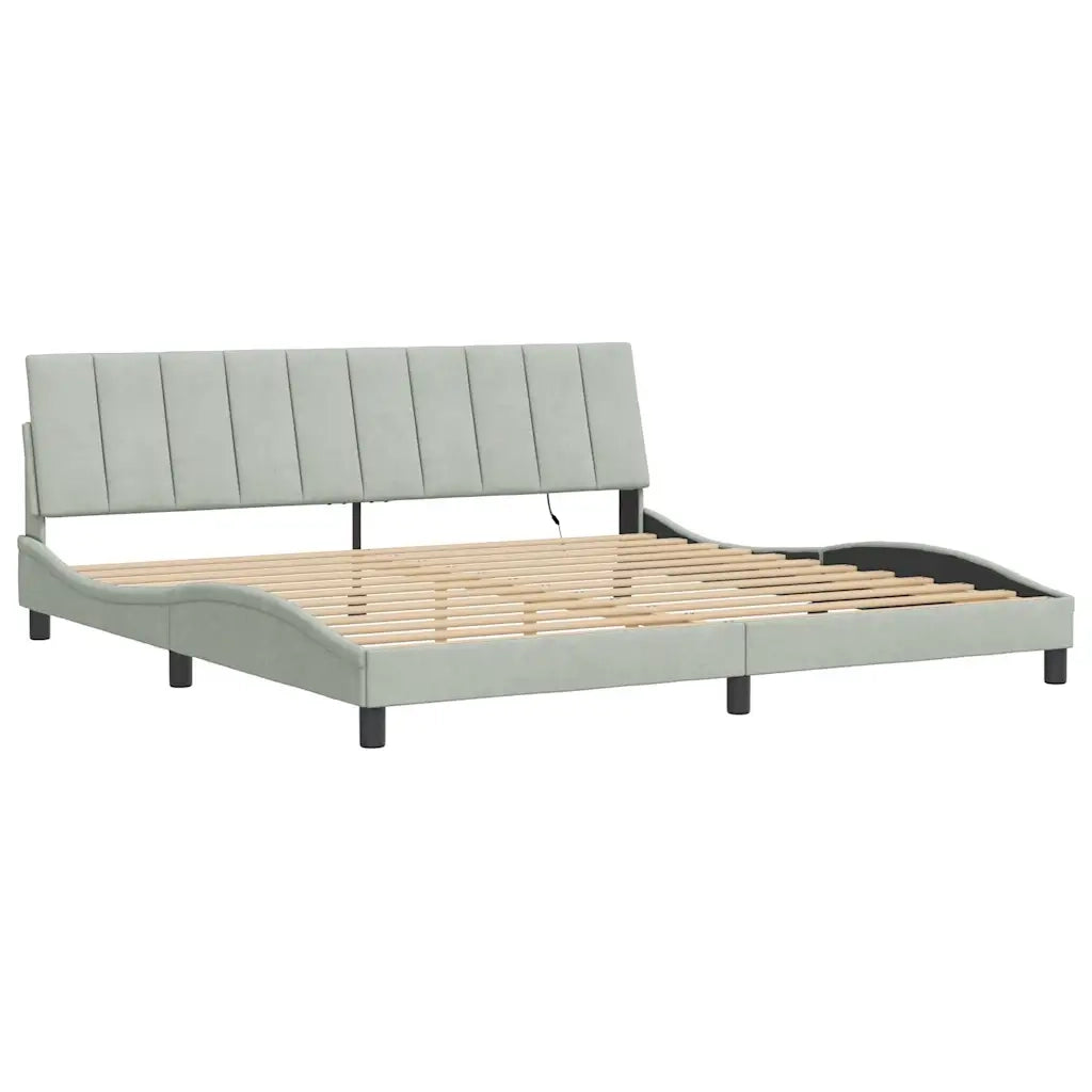 Giroletto con LED senza Materasso Hanko Grigio Chiaro 200x200 cm in Velluto 3213799