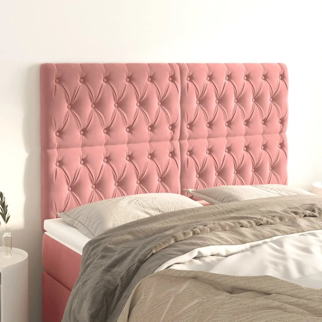 Testiera Rosa 144x7x118/128 cm Velluto 3116721