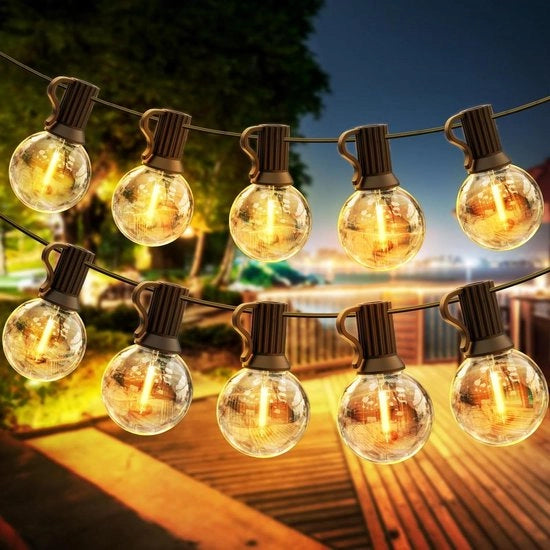 Fili di illuminazione per esterni - 15M G40 - LED - Fascia di illuminazione - 25+1 E12 Lampadine - IP45 Impermeabile - Luci da giardino - Patio - Bambù - Decorazione per party - Bianco caldo 2700K
