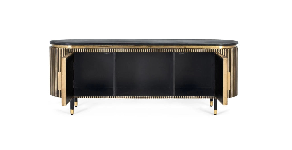 Mobile TV bronzo in legno di mango e bronzo 150 cm