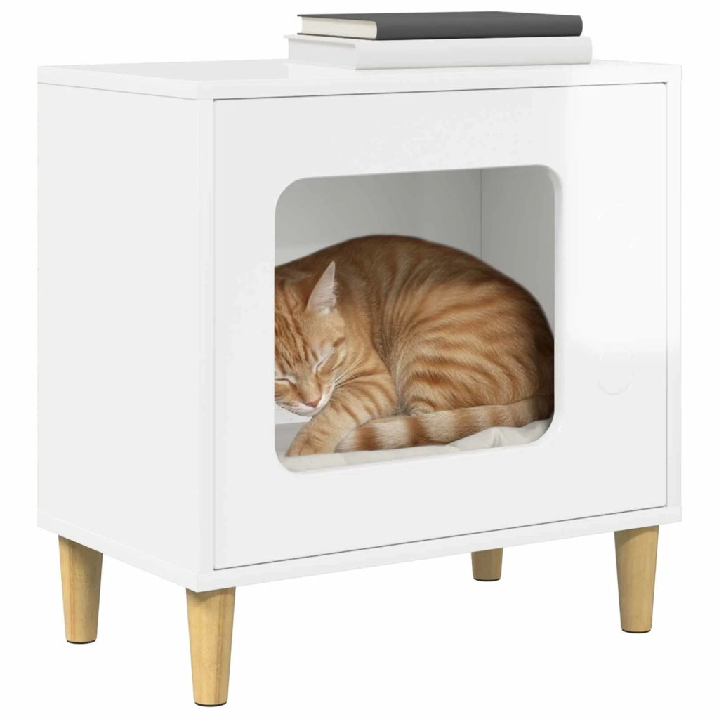 Casa per Gatti Bianco Lucido 51 x 30 x 52 cm Legno multistrato CFW4058216