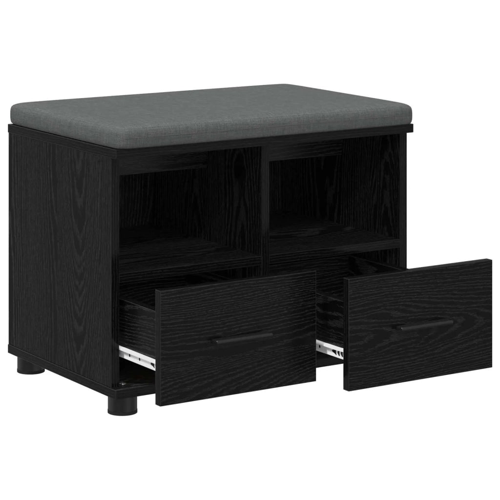 Panca per ingresso con cuscino Rovere Nero 60 x 38 x 46 cm