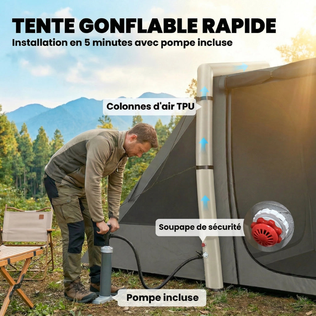 Tenda Gonfiabile da Campeggio ¨C zephmum ¨C Grigio Scuro 580x270x202cm
