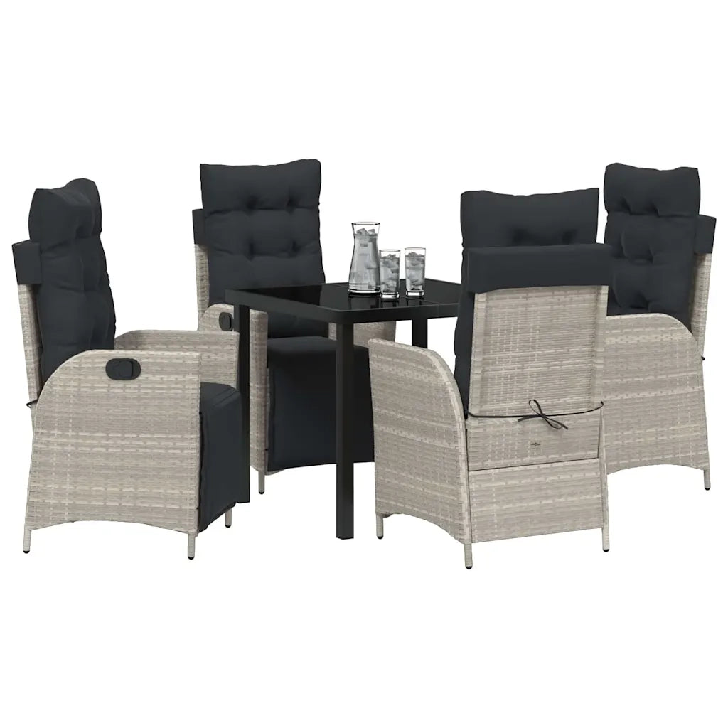 Set da Pranzo per Giardino 5 pcs Grigio chiaro polyrattan