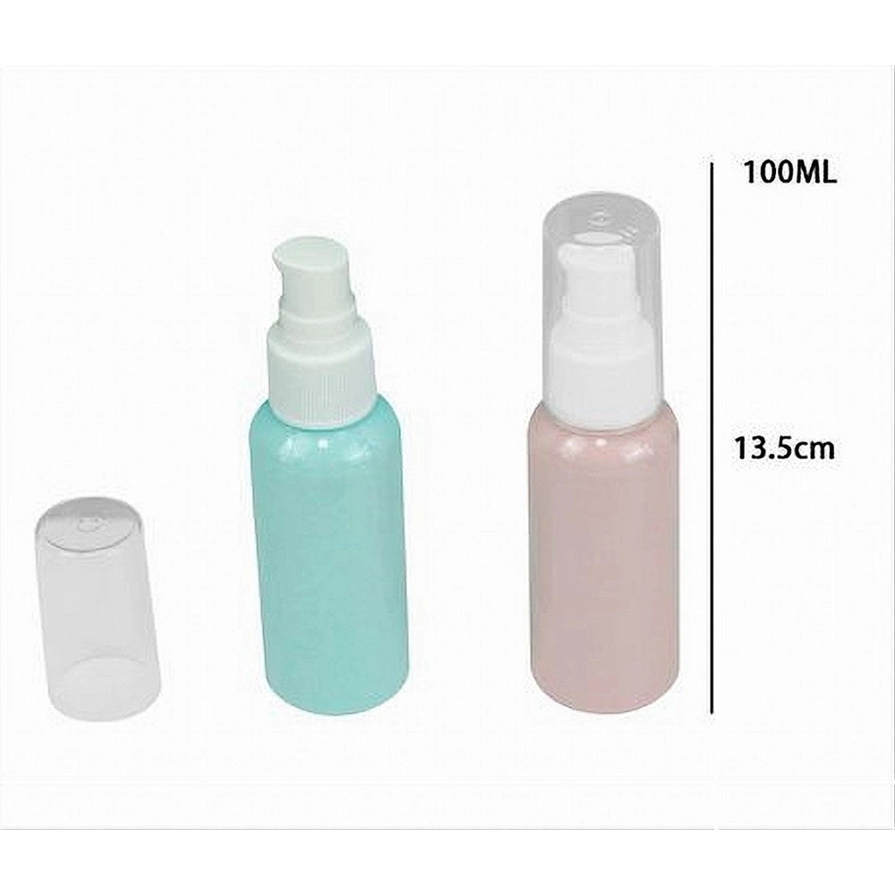 Trade Shop - Set 4pz Bottiglia Viaggi Vuota 100ml Dispenser A Pompa Per Crema Cosmetici 79381 -