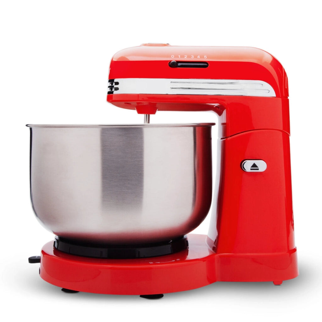 Impastatrice e Frullatore Retrò - 5 Velocità - Ciotola Girevole 3,5L - 350W - Rosso