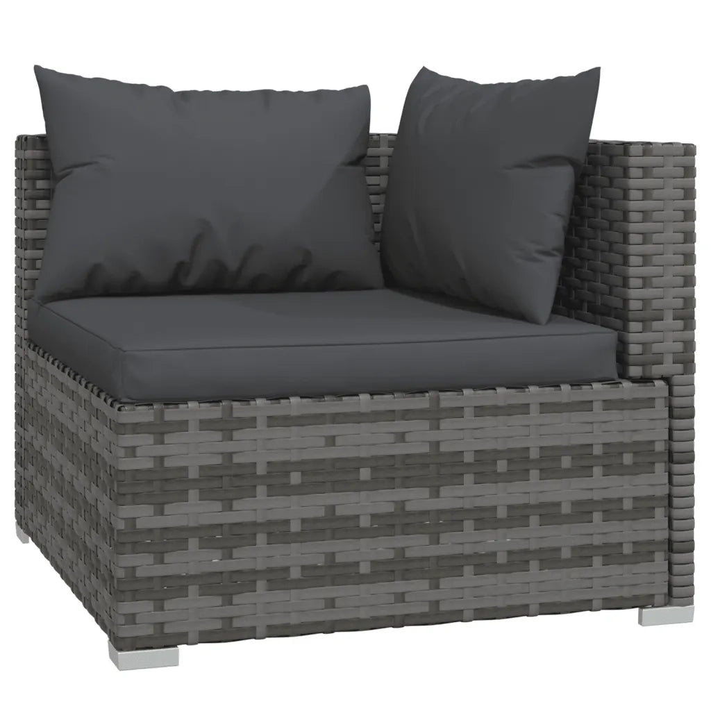 Set Divani da Giardino 6 pz con Cuscini in Polyrattan Grigio 3101941