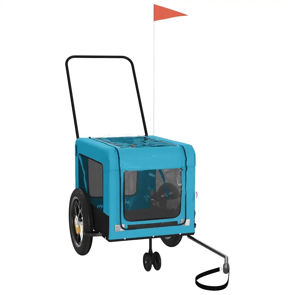 Rimorchio da Bici per Animali Blu e Nero Oxford e Ferro CFW9965484