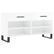 Panca portascarpe/stivali cassettiera mensola mobiletto portaoggetti per ingresso finitura lucida 102 x 35 x 55 cm legno ingegnerizzato bianco 02_0022897