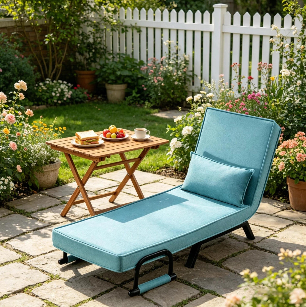 Poltrona letto pieghevole 3 in 1 blu con schienale regolabile