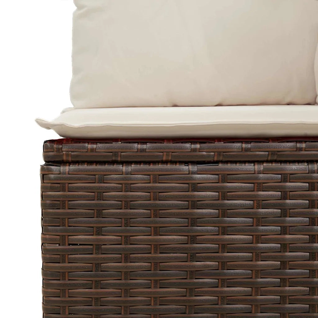 vidaXL Panchina da giardino con cuscino Marrone Poly Rattan