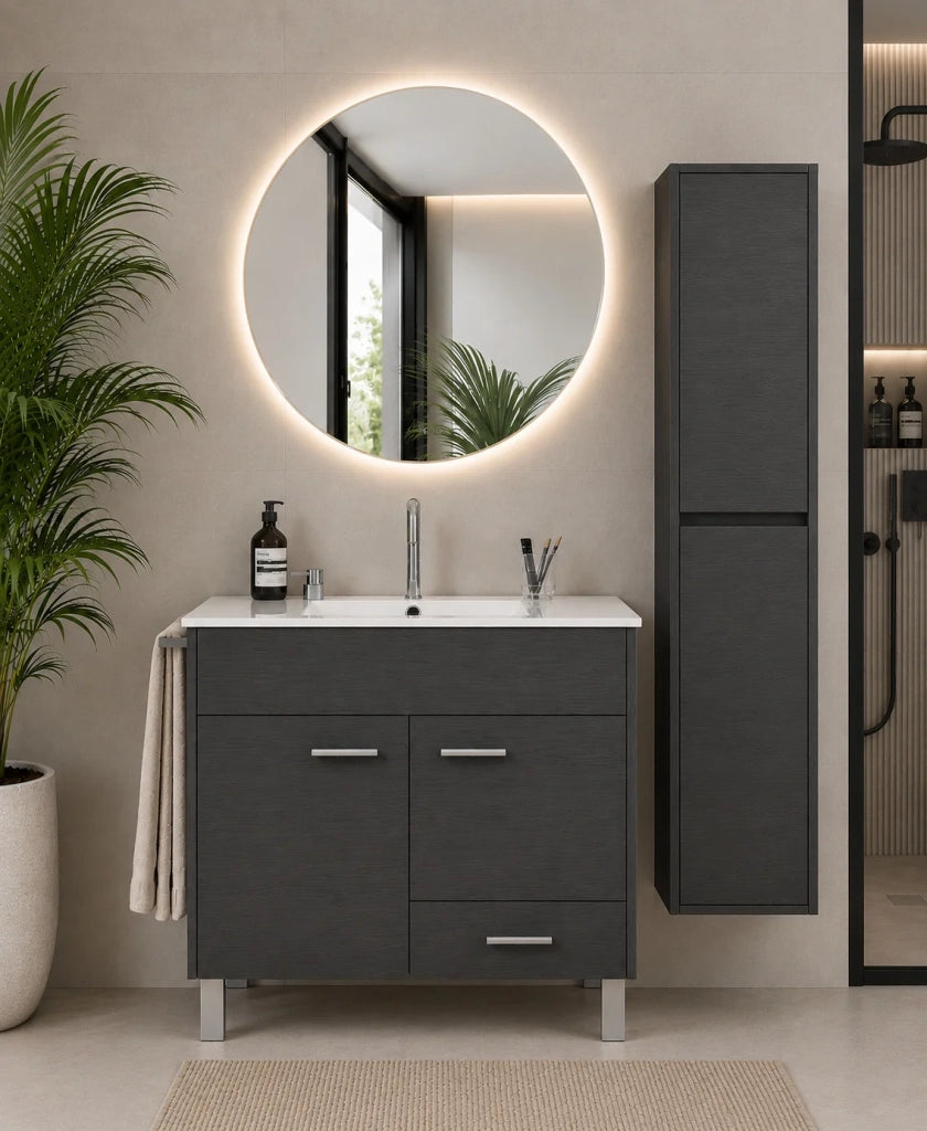 Mobile bagno con lavabo ORIGENBATH SAMOS senza specchio 60x45 cm grafite con colonna