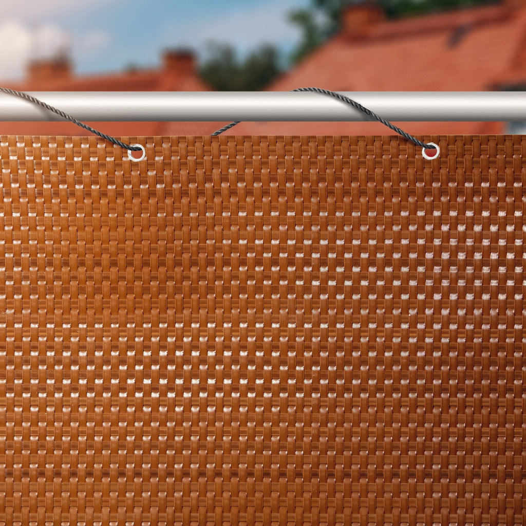 Telo di copertura per balcone in tecnorattan KADAX 0,9x6 m, marrone, tappetino premium per balcone e terrazzo.