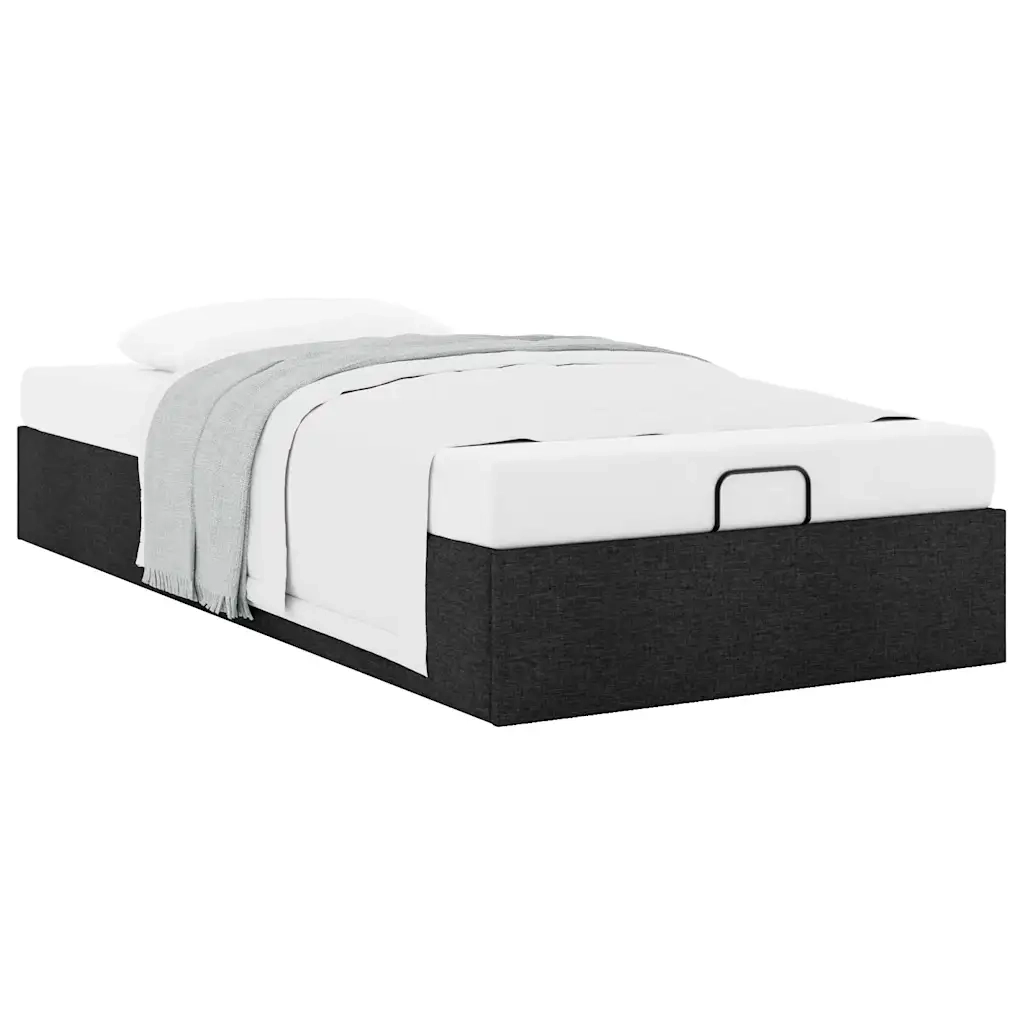 Struttura Letto Pouf senza Materasso-Giroletto con contenitore Nero 100x200 cm in Tessuto