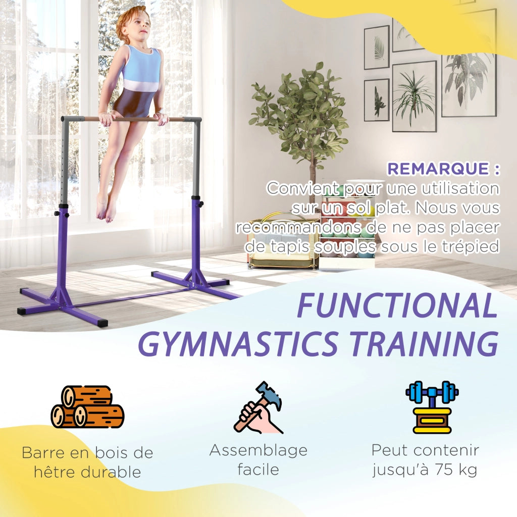 Sbarra per Ginnastica Regolabile ¨C zephmum ¨C Legno di Faggio 92-150 cm