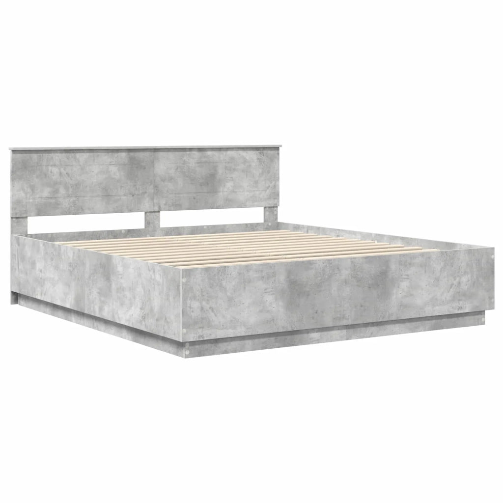 Struttura del letto con strisce LED Grigio cemento 200 x 200 cm 3408043