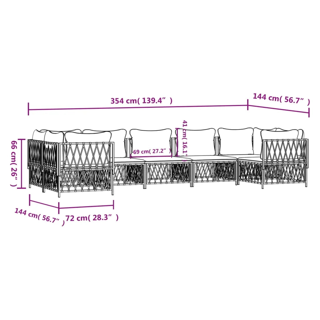 Set Divani da Giardino 7 pz con Cuscini Antracite in Acciaio 3186923
