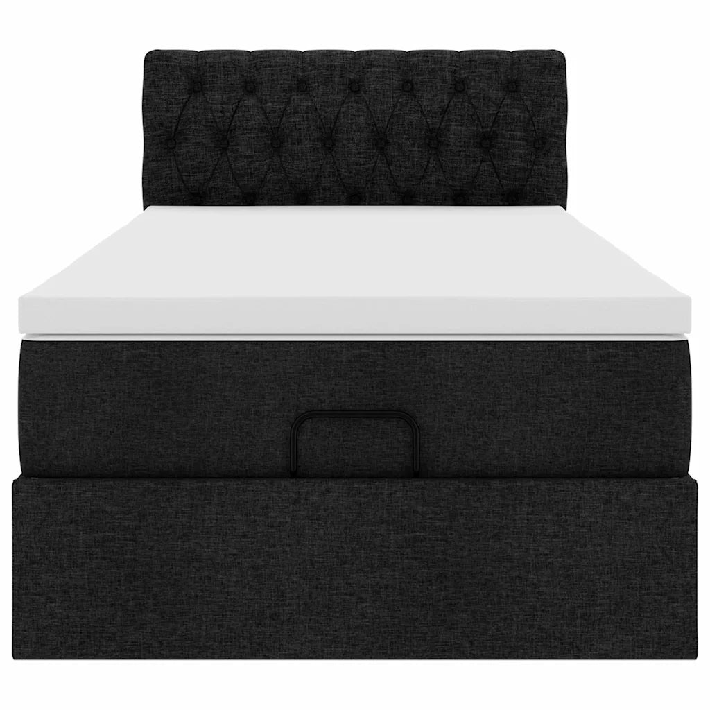 Pouf Letto con Materasso Nero 100x200 cm in Tessuto 3311520