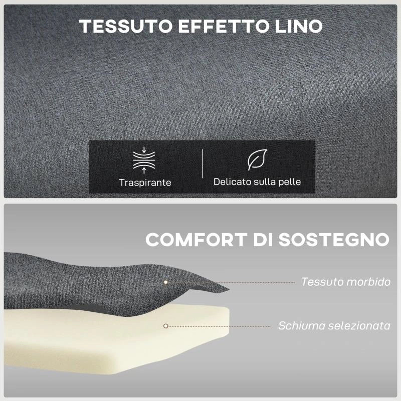 POLTRONA LETTO CON SCHIENALE REGOLABILE IN 5 POSIZIONI, TESSUTO EFFETTO LINO E ACCIAIO, 75X70X75 CM, GRIGIO