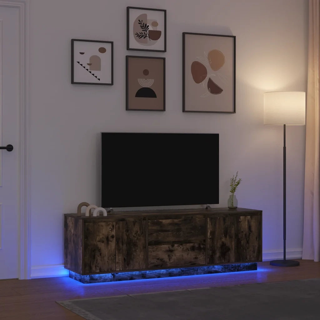Mobile Porta TV con Luci LED-Mobile per TV-Credenza TV Rovere Fumo 160,5x41x50 cm